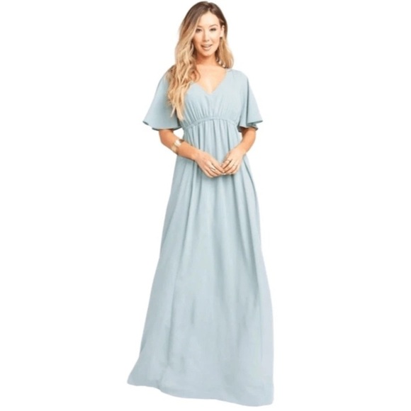 Show Me Your MuMu Emily Empire Maxi in Silver Sage Crisp Wedding - Picture 1 of 8